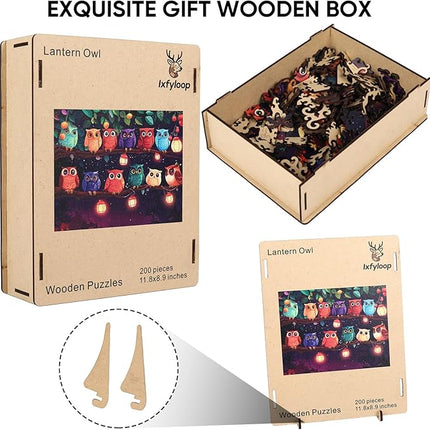 Wooden Puzzles for Adults 200 Pieces, Owl Family Wooden Jigsaw Puzzles, Animal Adult Puzzles, Irregular Wood Puzzles Creative Gift for Adults and Kids Family Brain Game, 11.8x8.8 inch