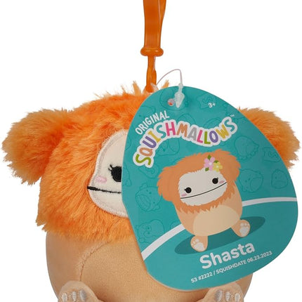Squishmallows 3.5"" Clip-On Shasta The Bigfoot, Small, Orange