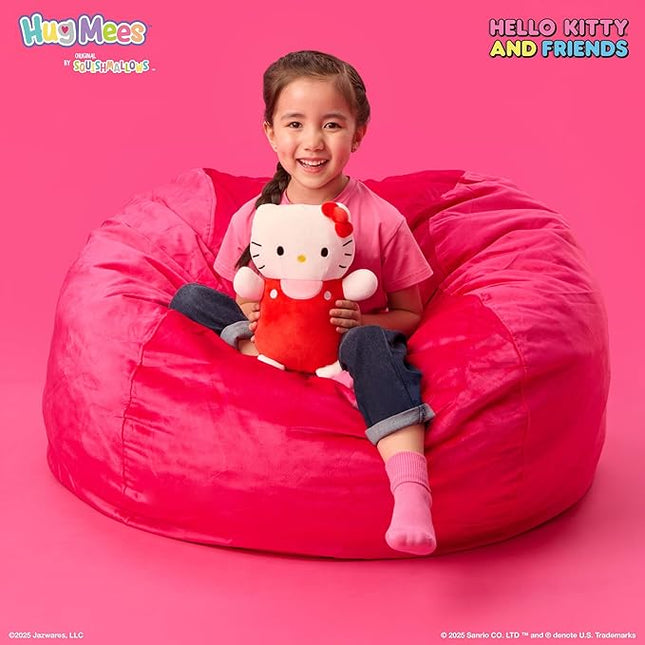 Squishmallows Original Sanrio 10-Inch Hello Kitty in Red and Pink Overalls HugMees - Medium-Sized Ultrasoft Official Jazwares Plush
