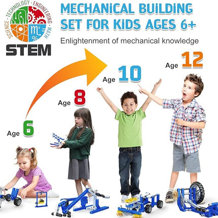 50-in-1 STEM Building Toys, 325 PCS Building Blocks Construction Engineering Kits for Kids Ages 6-12, Learn Mechanical & Physics Principles Creative Educational Birthday for Boys Girls