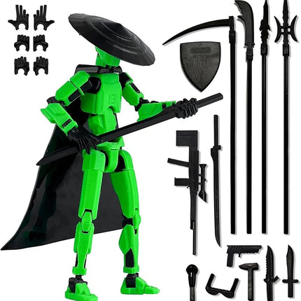 Already Assembled T13 Action Figure Accessories,Dummy 13 T13 Multi-Jointed Movable 3D Printed Toys (Green)
