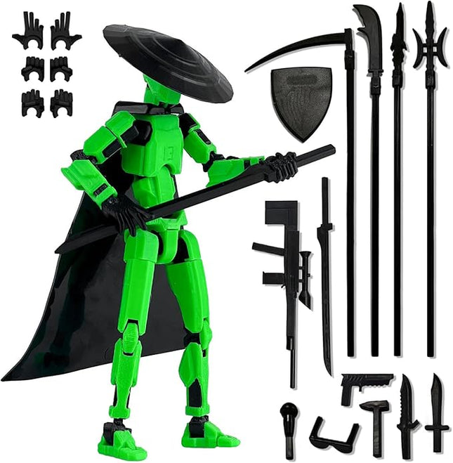 Already Assembled T13 Action Figure Accessories,Dummy 13 T13 Multi-Jointed Movable 3D Printed Toys (Green)