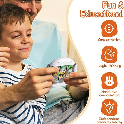 Rotating Puzzle for Kids 3 4 5 6 7 8 Year Old, 4 Puzzles in 1, Toddlers Travel, Car, Airplane, Road Trip Activities, Fine Motor Skills, Fidget, Gift for Boys & Girls Ages 3+ (Transportation)