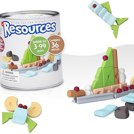 Taksa Toys Nature-Inspired Educational Unique STEM Toys Premium Stacking Blocks Preschool Resources for Kids Building Activities, Montessori Toys for 3 4 5 6 7+ Year Old Learning Game Fun Pack 36 Pcs