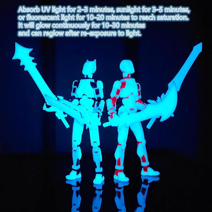 T13 Action Figures (Grow in The Dark Blue) Titan 13 Action Figures 3D Action Figure Set Already Assembled Dummy 13 Nova T-13 Robot 3D Printed Multi-Jointed Movable Toy (Blue Orange+ Blue Red)