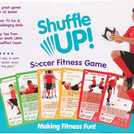 Shuffle Up Soccer Card Games - 70+ Fun & Active Skills Cards for Kids, Fitness Cards Develop Fundamentals, Stamina & Strength, Easy to Play for Kids | Multiple Skills Level Card Include 2 Dices