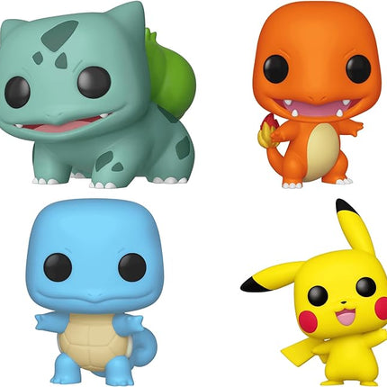 Funko Pop! Games: Pokémon Ultimate Starter Bundle 4-Pack – Bulbasaur (#453), Charmander (#455), Squirtle (#504), & Pikachu Waving (#553) Vinyl Figures