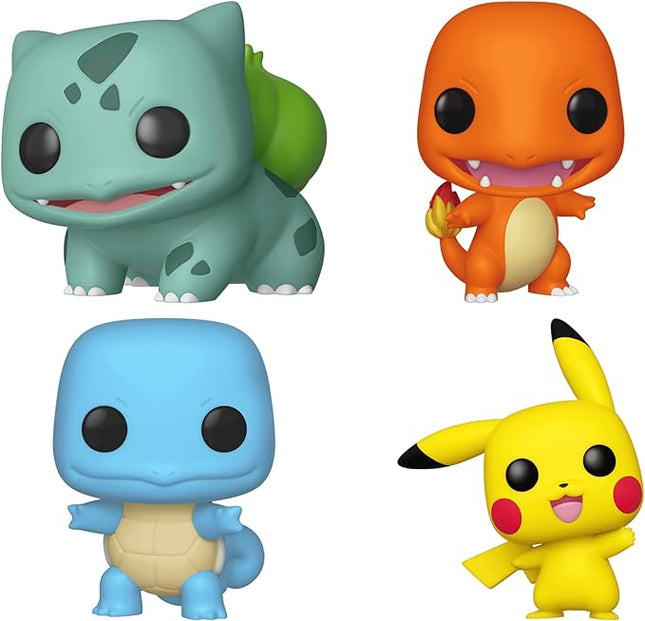 Funko Pop! Games: Pokémon Ultimate Starter Bundle 4-Pack – Bulbasaur (#453), Charmander (#455), Squirtle (#504), & Pikachu Waving (#553) Vinyl Figures