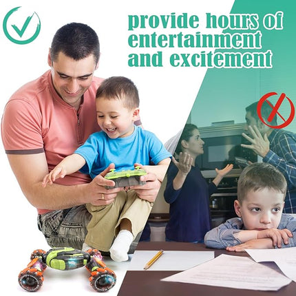 Gesture Sensing RC Stunt Car - Remote & Hand-Controlled Drift Toy for Kids Ages 5-7 6-8 9 10 11 12 Year Old, 4WD, Double-Sided Driving with Lights & Music