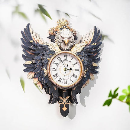 KAAYEE 3D Wooden Puzzles for Adults Eagle Clock - Wall ‌‌Clock Puzzle Xmas Room Model Building Kit Creative Art Craft Gift Home Decor for DIY Enthusiasts, Brain Teaser Building Set Birthday Gifts