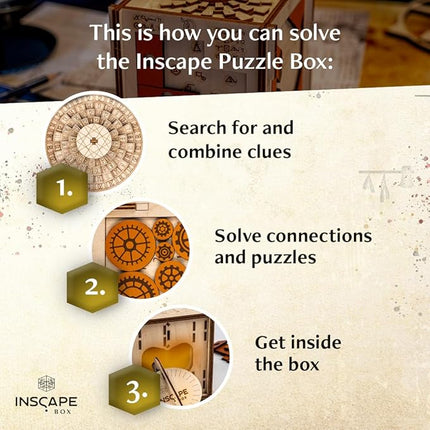 INSCAPE Da Vinci´s Marvel - Puzzle Box - Escape Room in A Box Game for Adults - Wooden Cluebox - Mind Puzzles for Adults - Puzzle Boxes with Hidden Compartments - Brain Teaser - Birthday Gift Gadget