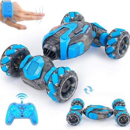 Gesture Sensing RC Stunt Car for Boys, Remote Control Toys for Kids Age 5-7, 6-8, 9 10 11 12+ Years Old Birthday Gifts, 2.4GHz Hand Controlled RC Drift Car with Light & Music, Double-Sided Driving