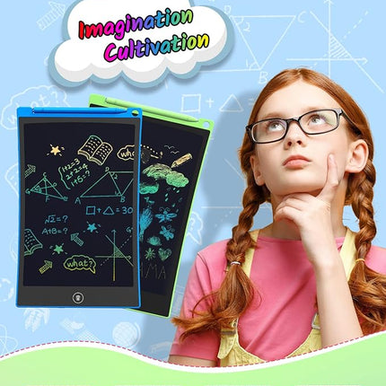 TECJOE LCD Writing Tablet, 8.5 Inch 2 Pack Colorful Doodle Board Drawing Tablet for Kids, Kids Travel Games Activity Learning Toys Birthday Gifts for 3 4 5 6 Year Old Boys and Girls, Blue Green
