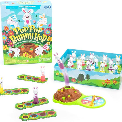 Educational Insights Pop Pop Bunny Hop - Memory & Color Matching Game for 2-4 Players, Preschool Learning Game, Gift for Ages 3+