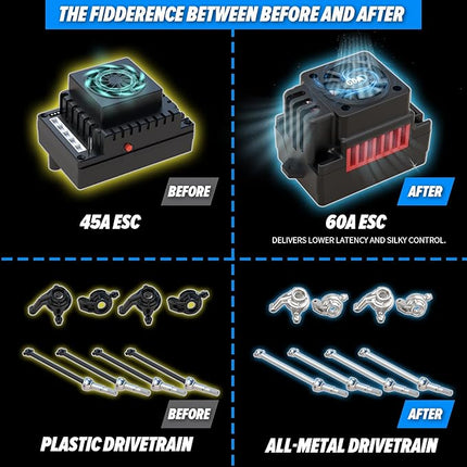 Hosim 1/10 RC Cars for Adults 62+KMH, Brushless Remote Control Car Fast, 2S Bettery RC Monster Trucks 4X4 Waterproof Off Road