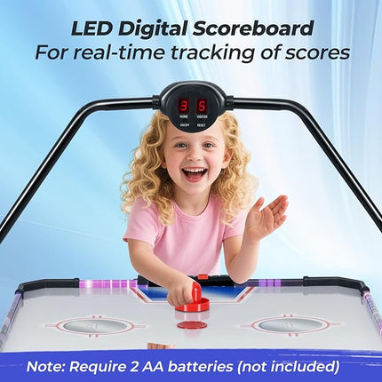 GYMAX Air Hockey Table, 56 Inch Air Hockey Arcade Game Table with Powerful 12V Motor and LED Digital Scoreboard, Includes 2 Pushers and 2 Pucks, for Home, Game Room and Office