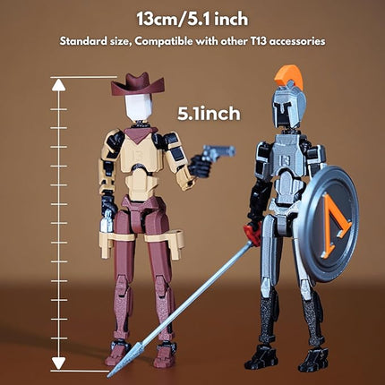 Spartan and Cowboy t13 Action Figure｜2-Pack 5.4 inches｜Assembly Completed｜ 3D Printed Dummy 13 Action Figure for Collectors｜Lucky 13 Gift for Friends