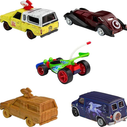 Hot Wheels Disney Pixar Cars Bundle, Set of 5 Premium 1:64 Scale Toy Vehicles in Collectable 100th Anniversary Box