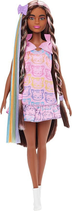 Barbie Fun & Fancy Fashion Doll & Accessories, with Extra-Long Black Hair & 2 Looks, Including Silver Dress & Hair Extension