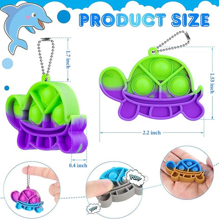 Pop Fidget Toys Bulk Its Kids Party Favors 30 PCS Turtle Toys Mini Pop Keychain It Sensory Fidget Toy Pack Fidgets for Classroom Prizes for Kids Students Carnival Prizes Birthday Goodie Bag Stuffers