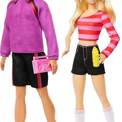 Barbie Fashionistas Set with 2 Fashion Dolls & 6 Accessories, Ken Roller-Skating Fashion Dolls, 65th Anniversary Collectible (Amazon Exclusive)