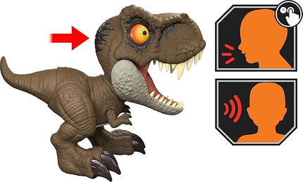 Mattel Jurassic World Roar Command Tyrannosaurus Rex Dinosaur Figure Toy, Record and Play Dino Speak T-Rex, Tail-Activated Attack & Roar