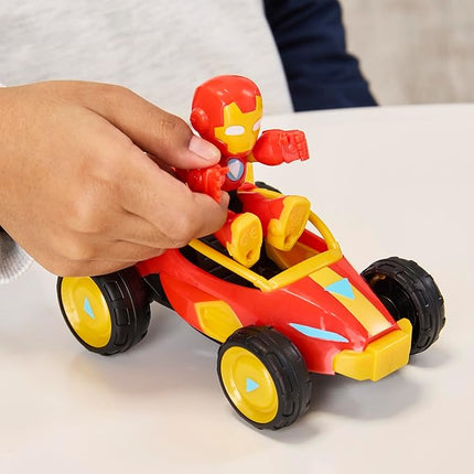 IRON MAN AND HIS AWESOME FRIENDS Marvel Iron Racer Action Figure & Toy Vehicle, 3-Inch Action Figures, Super Hero Toys for Kids, Ages 3+