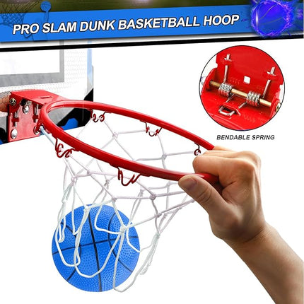 Indoor Mini Basketball Hoop Set, Upgrade Wall Mount Basketball Hoop for Wall Yard Outdoor, Over Door Room Hoops Game with 4 Balls Shatter Resistant Backboard -Complete Accessories Included