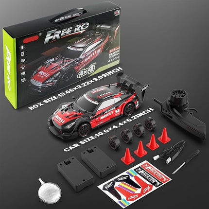 Remote Control Car RC Drift Car 1:16 Scale 4WD RC Vehicle with LED Lights 2.4GHz 30km/h RTR High Speed Racing Sport Toy for Adults Boys Girls Kids Gift 2Pcs Rechargeable Battery