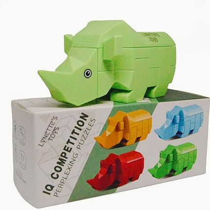 Lynette's Toys Lenged of Zanghai Tranditional Chinese LUBAN Lock 3D Puzzle Animal - Creative Interlocking Toy,Brain Teaser for Kids Aged 6+ Toy, Brain Bolt, Montessori (Rhino)