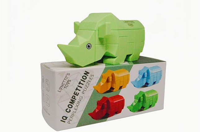 Lynette's Toys Lenged of Zanghai Tranditional Chinese LUBAN Lock 3D Puzzle Animal - Creative Interlocking Toy,Brain Teaser for Kids Aged 6+ Toy, Brain Bolt, Montessori (Rhino)