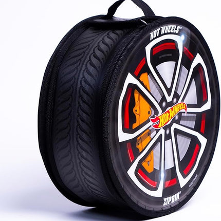 Hot Wheels Tara Toy: ZipBin Wheelie Track Pack - Unzips Into A Racetrack Mat, Holds 100 Toy Cars, Storage & Play, Circle Tire Design, Kids Ages 3+