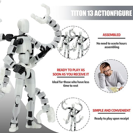 Already Assembled T13 Action Figure Accessories,Dummy 13 T13 Multi-Jointed Movable,for Collectors Desktop Decorations t-13 Movability 3D Printed Toys (Golden)