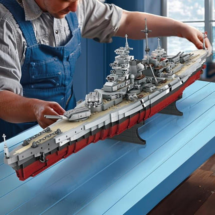 NUTCRACKER Battleship Bismarck Building Block Set - Large MOC Military World-Bismarck Class Battleship Model, Collectible Display Battle Ship Boat Toys Sets for Adults Teens Boys 14+ (2081Pieces)