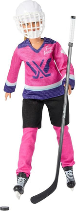 Tim Hortons' Barbie Doll PWHL 2025 Fashion Doll in Pink, Purple, & Teal Hockey Jersey, Includes Hockey Stick, Puck, and Helmet