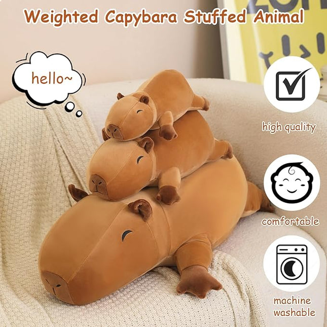 SQEQE Weighted Capybara Plush, Weighted Capybara Stuffed Animal, Cute Plushies Soft Pillow Toy Gift for Kids Adults 23.6 Inch, 3.1 Lbs