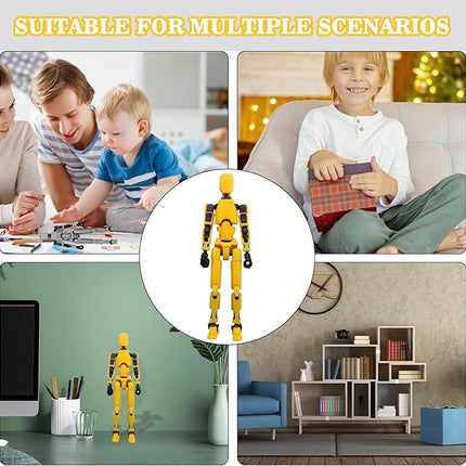 T13 Action Figure Assembly Completed,Large 11.8-inch 3D Printed T13 Action Figure, Titan 13 Action Figure Dummy 13 Action Figure Lucky 13 Action Figure 3D Printed Multi-Jointed Movable (Golden Giant)