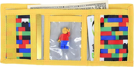 LEGO Trifold Wallet, Kids Unisex Wallet for Boys and Girls, with Clear ID Window, Card and Cash Pockets and Secure Hook and Loop Closure, Brick Wall