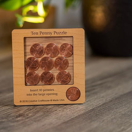 10 Penny Puzzle - Coffee Table Puzzle - Executive Toy - Wood Brain Teaser