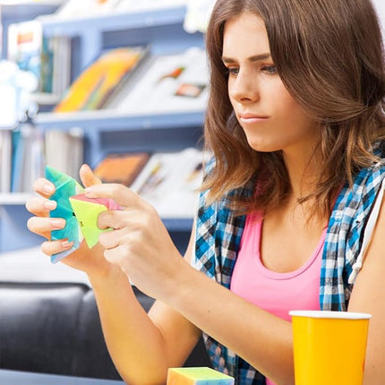 Vdealen Speed Cube Set, 2x2x2 3x3x3 Pyramid Magic Cube Set, Puzzle Cube Toys Birthday Party Christmas Stocking Stuffers Gift for Kids Teens Adults(Jelly Stickerless)