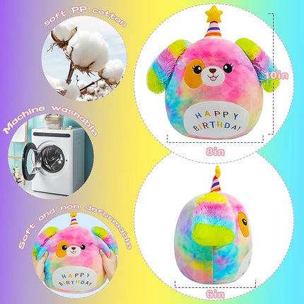 Dog Plush Toy 12 Inch Cute Unicorn Dog Birthday Stuffed Animal Soft Plushies Pillow Multicolour Doll Gifts for Kid Toddlers Home Room Decoration