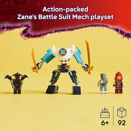 LEGO NINJAGO Zane's Battle Suit Mech Ninja Toy - Building Toy for Pretend Play for Kids, Boys and Girls, Ages 6+ - with 3 Minifigures - Gift Idea for Birthdays - 71827