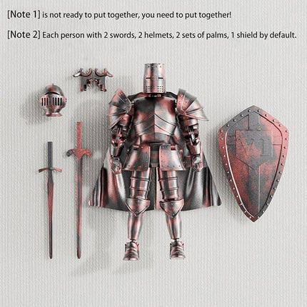T13 Action Figure,Medieval Knight Action Figures,Dummy Lucky 13,3D Printed Robot Action Figure (Assembly Required)(Red)