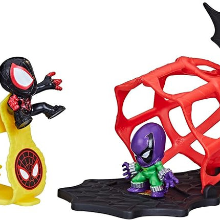 Marvel Stunt Squad Miles Morales vs. Prowler Toy Playset, 1.5-Inch Super Hero Action Figures, Ages 4 and Up