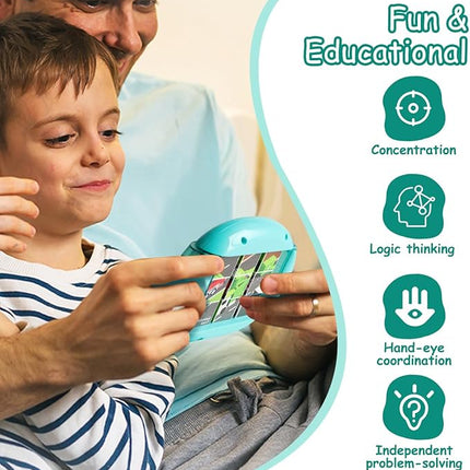 Rotating Puzzle for Kids 3 4 5 6 7 8 Year Old, 4 Puzzles in 1, Toddlers Travel, Car, Airplane, Road Trip Activities, Fine Motor Skills, Fidget, Gift for Boys & Girls Ages 3+(SPV)