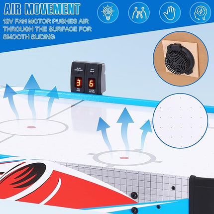 Foldable Air Hockey Table, 48" Indoor Air Hockey Arcade Table Gaming Set with 2 Pucks, 2 Pushers, Electronic Score Systems for Adults and Kids, Home Game Room, Family Recreation