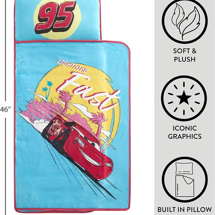 Super Soft Plush Toddler Quilted Nap Mat with Built in Blanket and Pillow