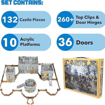 Dirt Cheap Dungeons Affordable Modular TTRPG Terrain Set ∣ Injection-Molded for Superior Durability ∣ Easy Storage & Recycled Material D&D Tiles ∣ Baron Keep Castle Set