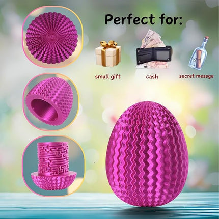 Egg-Shaped Maze Gift Box - Money Box for Cash Gifts, Puzzle Box for Boys & Girls, Easter Gift Box with Hidden Compartments, Easter Present for Birthdays & Special Occasions (Purple)