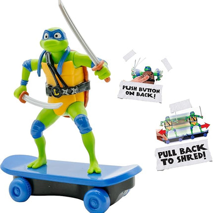 Teenage Mutant Ninja Turtles 5" Sewer Shredders Leonardo Movie Edition, Ages 3+, Pretend Play Toy Figure Playsets, Shred and Battle with TMNT Skate Toy!
